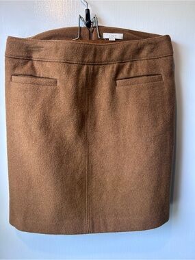 LOFT Brown Wool-Blend Pencil Skirt with Welt Pockets